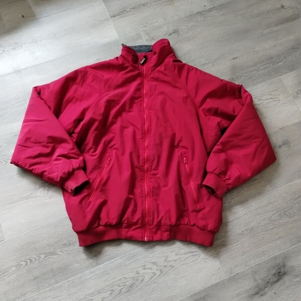 VINTAGE Redhead Fleece Lined Coat L Tall Red Full Zip Winter Rain Jacket Warm